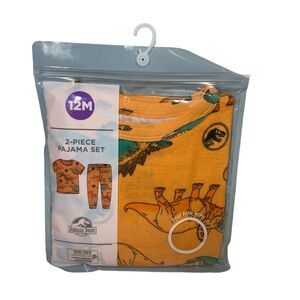Jurassic Park 12 Month Pajamas 2 Piece Set Orange Short Sleeve Pants Dinosaur